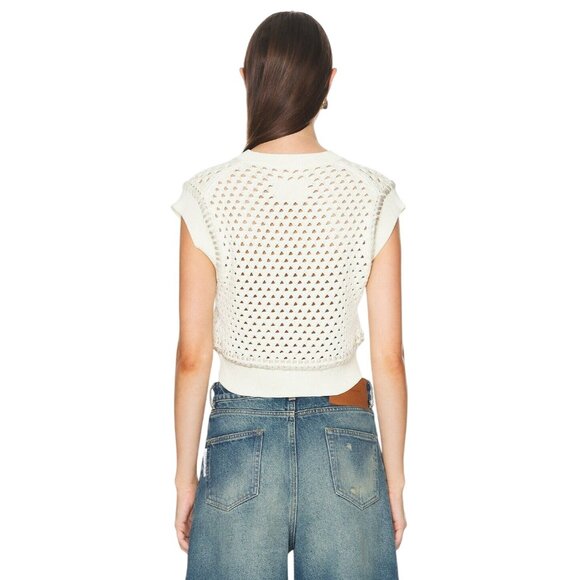 Guest In Residence Mesh Crop Vest in Cream Small New Womens Knit Tank Top - Picture 3 of 15